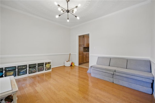 408 Leffler Ln, Virginia Beach, VA 23452 - interior space featuring a chandelier, wood finished floors, and ornamental molding