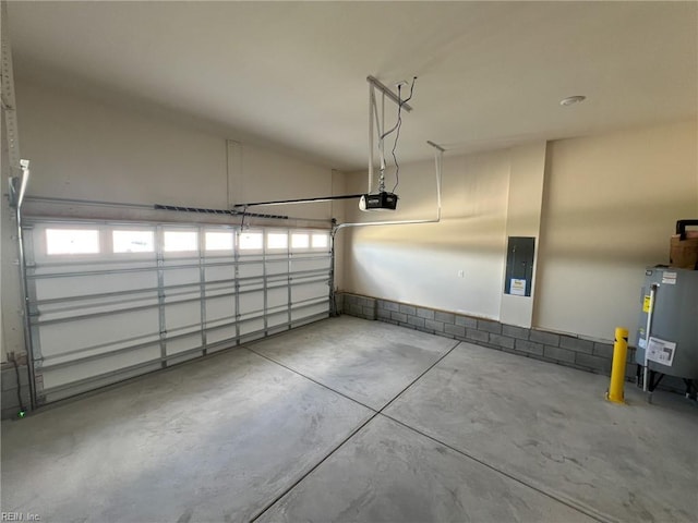 152 Mcpherson Rd, South Mills, NC 27976 - garage featuring electric panel, water heater, and a garage door opener
