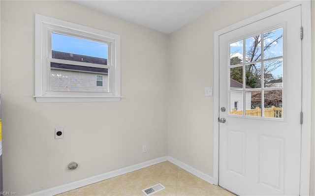 9254 Marlow Ave, Norfolk, VA 23503 - doorway to outside with baseboards and visible vents