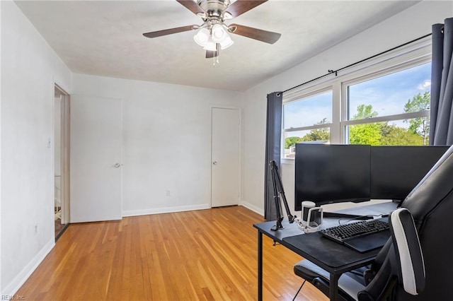 110 Greenwell Dr, Hampton, VA 23666 - office with light wood-style floors, baseboards, and ceiling fan