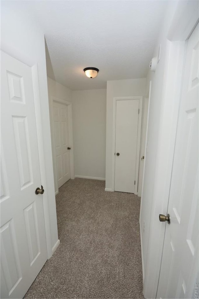 hall with carpet floors and baseboards