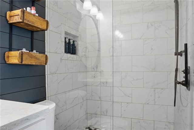 full bathroom featuring vanity and a stall shower