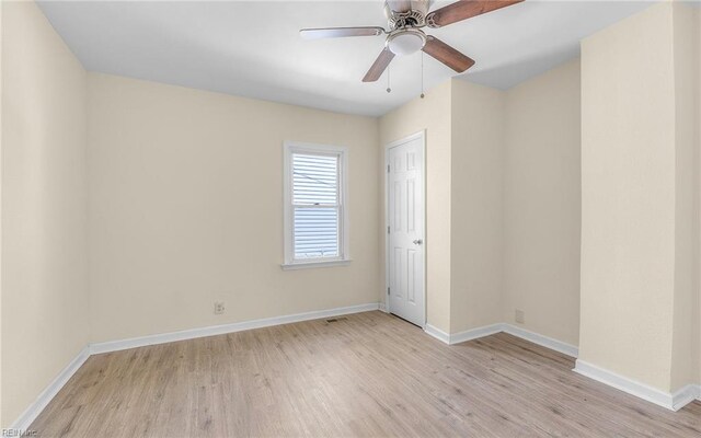 921 Quash St, Hampton, VA 23669 - spare room with baseboards, a ceiling fan, light wood finished floors, and visible vents