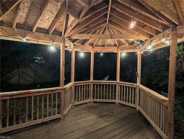 view of deck at twilight