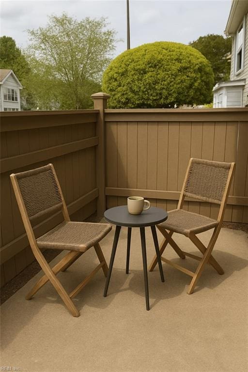balcony with a patio area