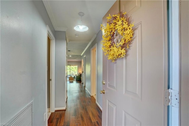 255 College Cross Unit 87, Norfolk, VA 23510 - hallway featuring baseboards, ornamental molding, and hardwood / wood-style flooring