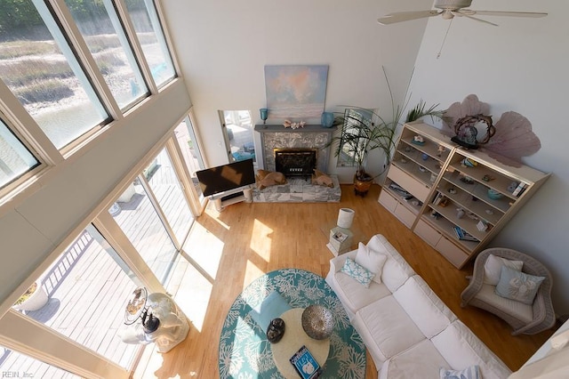 12 Rudee Ave, Virginia Beach, VA 23451 - living area featuring a ceiling fan and wood finished floors
