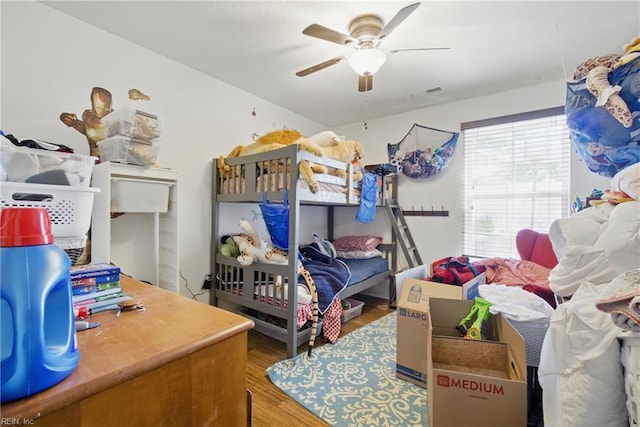 422 New London Pl, Virginia Beach, VA 23454 - bedroom featuring ceiling fan, visible vents, and wood finished floors