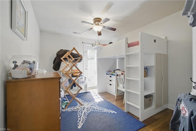 422 New London Pl, Virginia Beach, VA 23454 - bedroom with visible vents, a ceiling fan, baseboards, and wood finished floors