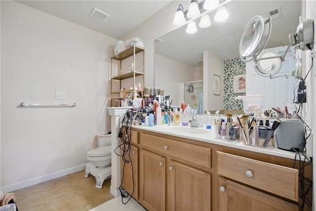 422 New London Pl, Virginia Beach, VA 23454 - full bathroom with visible vents, tile patterned flooring, a shower stall, vanity, and toilet