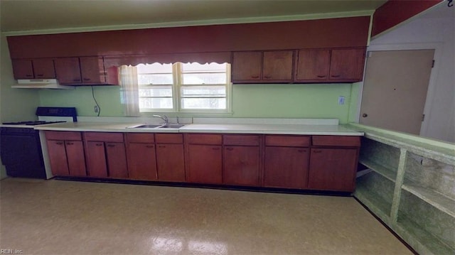 3702 Nansemond Pkwy, Suffolk, VA 23435 - kitchen featuring range, under cabinet range hood, a sink, and light countertops