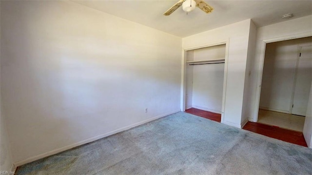 3702 Nansemond Pkwy, Suffolk, VA 23435 - unfurnished bedroom featuring carpet, baseboards, a closet, and a ceiling fan