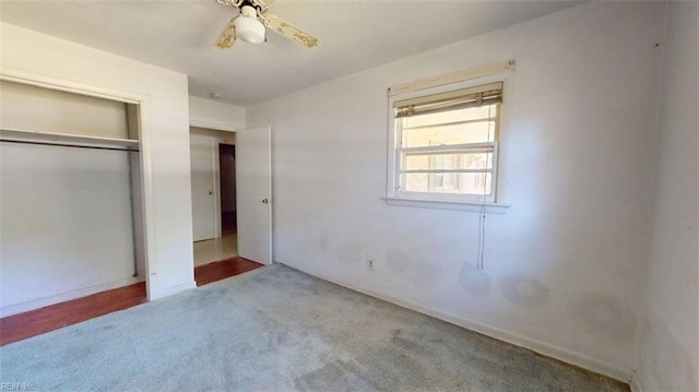 3702 Nansemond Pkwy, Suffolk, VA 23435 - unfurnished bedroom featuring carpet flooring, a closet, ceiling fan, and baseboards