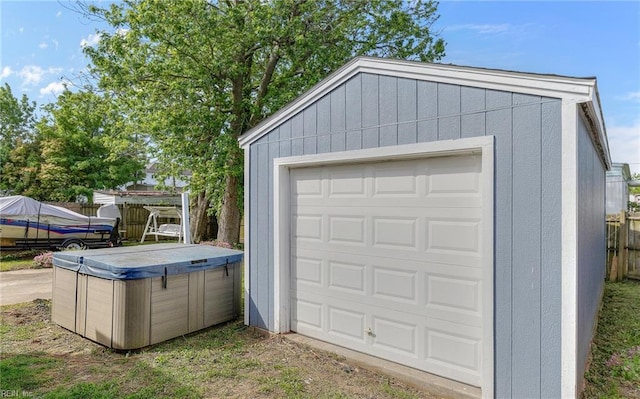 detached garage with fence