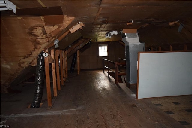 view of unfinished attic
