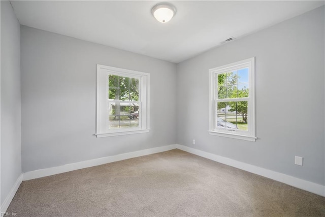 spare room with plenty of natural light and carpet flooring