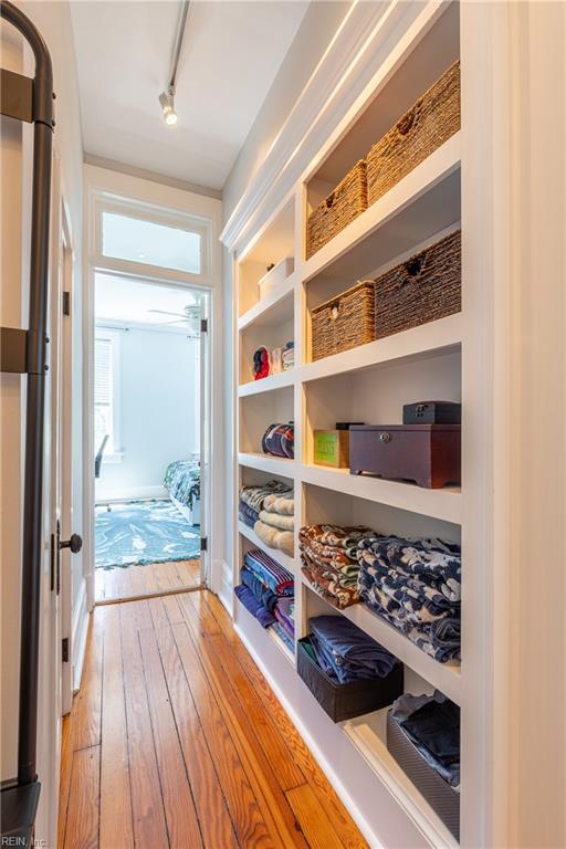 mudroom with light wood-style floors