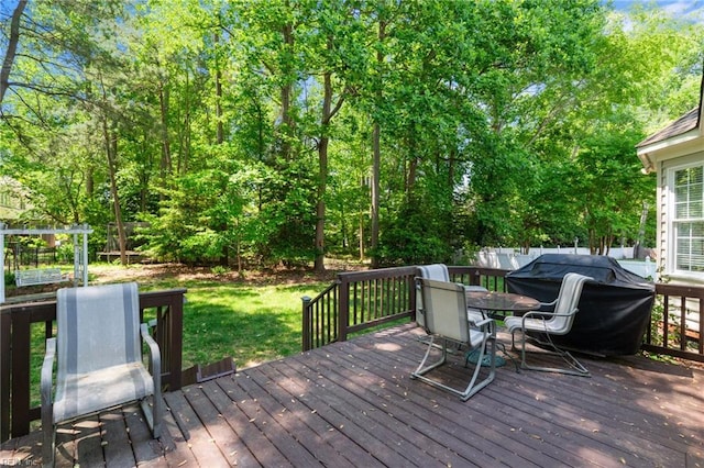 20639 Creekside Dr, Smithfield, VA 23430 - wooden terrace featuring a lawn and outdoor dining space