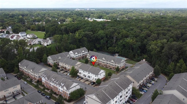 aerial view featuring a forest view