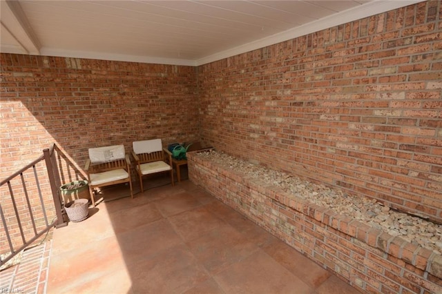 interior space with brick wall