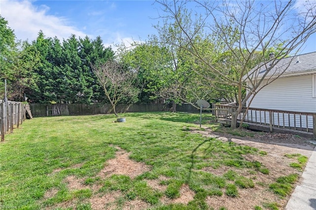 100 Hudgins Rd, Poquoson, VA 23662 - view of yard with a deck and a fenced backyard