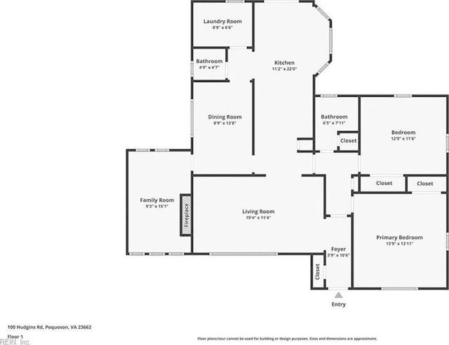 100 Hudgins Rd, Poquoson, VA 23662 - floor plan