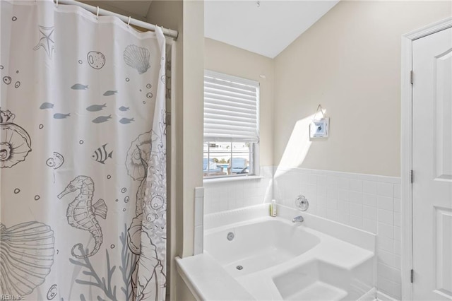 bathroom featuring a garden tub