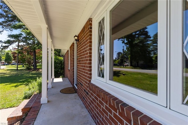 view of patio featuring a porch