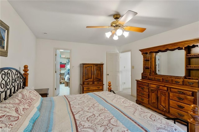 bedroom with carpet floors and a ceiling fan
