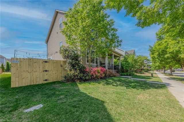 view of yard with fence