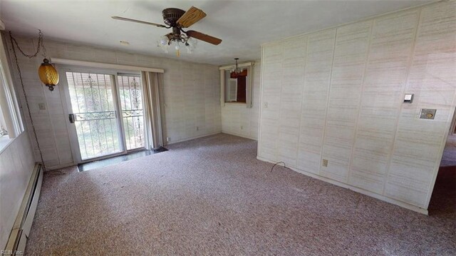 1233 Transylvania Ave, Chesapeake, VA 23324 - carpeted empty room featuring ceiling fan and a baseboard radiator