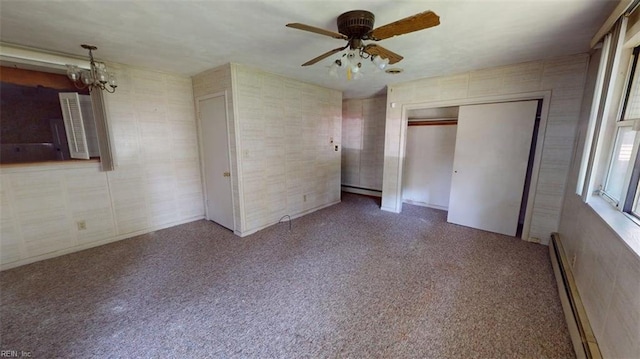 1233 Transylvania Ave, Chesapeake, VA 23324 - unfurnished bedroom with baseboard heating, a chandelier, carpet floors, and a closet