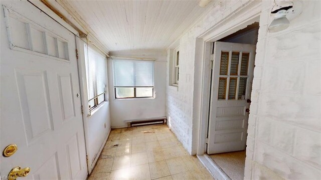 1233 Transylvania Ave, Chesapeake, VA 23324 - hall with light flooring, wood ceiling, and a baseboard radiator