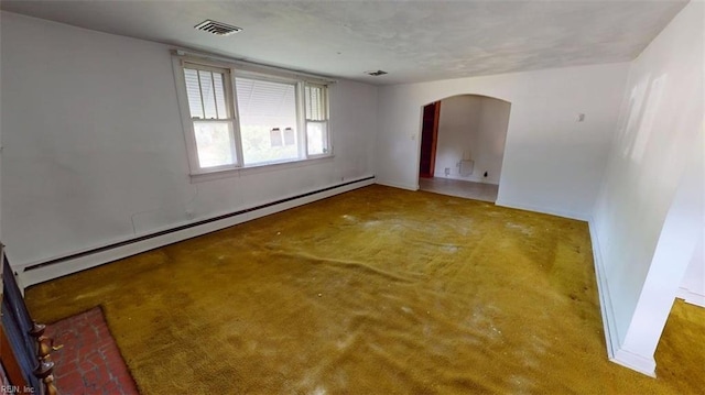 1233 Transylvania Ave, Chesapeake, VA 23324 - unfurnished room featuring baseboard heating, arched walkways, and carpet floors
