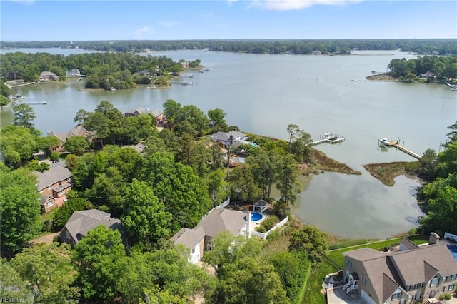 bird's eye view with a residential view and a water view