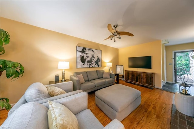 11 Autumn E, Williamsburg, VA 23188 - living room with baseboards, ceiling fan, and wood finished floors