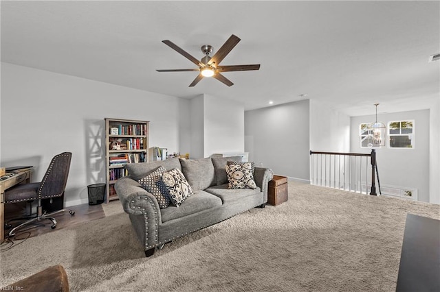 2848 Kingsfield Dr, Virginia Beach, VA 23456 - carpeted living room featuring visible vents and a ceiling fan