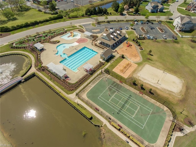 13095 Lighthouse Ln, Carrollton, VA 23314 - drone / aerial view of a pool area and a large body of water