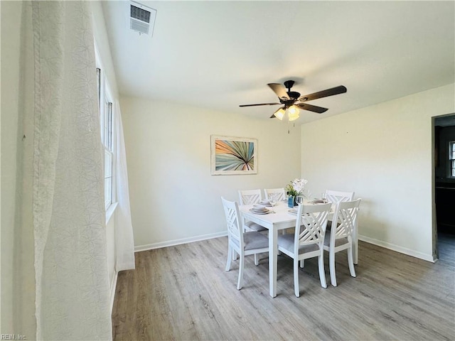 529 Stockton St, Hampton, VA 23669 - dining space featuring wood finished floors, baseboards, and ceiling fan