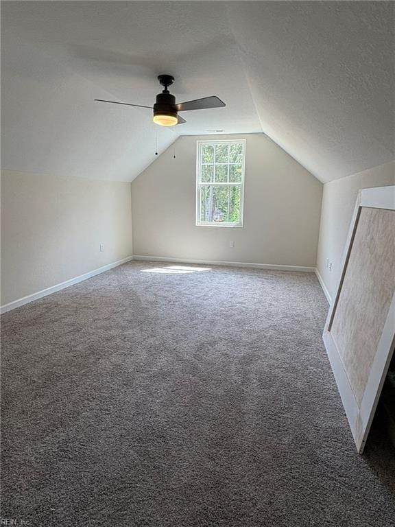 14307 Old Courthouse Way Unit G, Newport News, VA 23602 - bonus room featuring vaulted ceiling, carpet floors, a ceiling fan, a textured ceiling, and baseboards