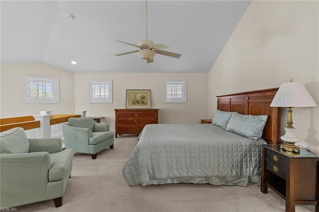 8506 Atlantic Ave Unit B, Virginia Beach, VA 23451 - carpeted bedroom with a ceiling fan and vaulted ceiling
