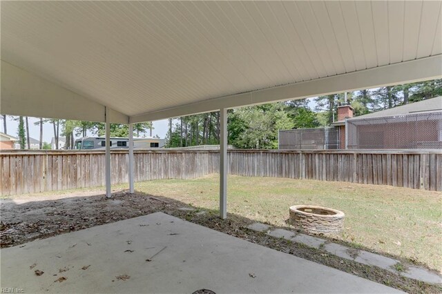view of yard featuring a fenced backyard and a patio area