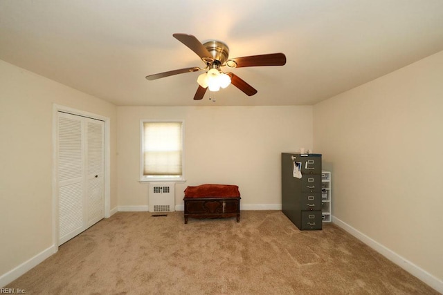 8562 Executive Dr Unit B2, Norfolk, VA 23503 - sitting room with carpet flooring, a ceiling fan, baseboards, and radiator heating unit