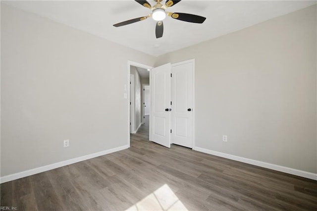 3612 Purebred Dr, Virginia Beach, VA 23453 - unfurnished bedroom featuring a ceiling fan, baseboards, and wood finished floors
