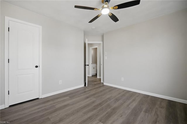 3612 Purebred Dr, Virginia Beach, VA 23453 - unfurnished bedroom with baseboards, ceiling fan, and wood finished floors