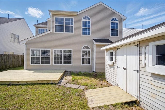 3612 Purebred Dr, Virginia Beach, VA 23453 - rear view of house with a yard, a deck, and fence
