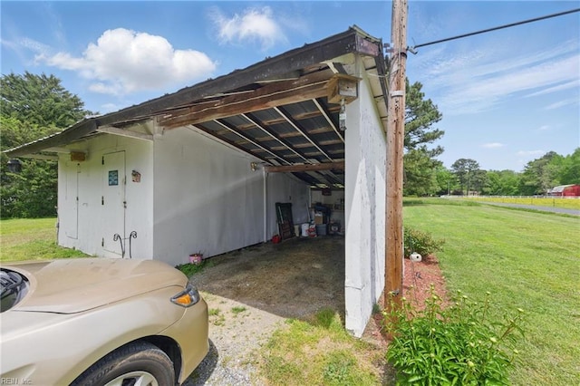 view of property exterior featuring a lawn