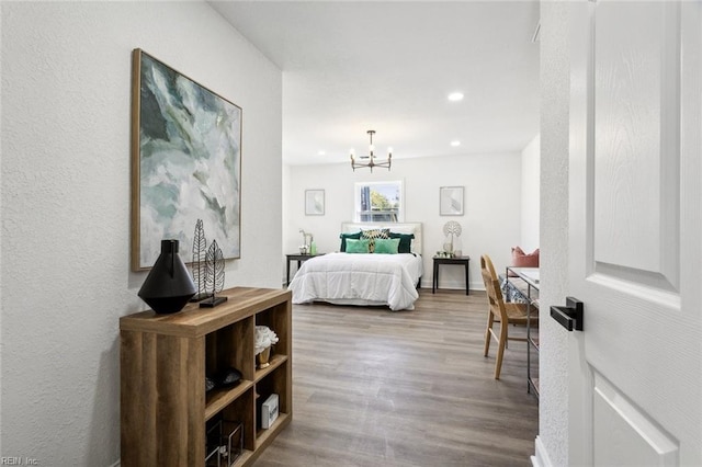 9 W Bayberry Ct, Hampton, VA 23669 - bedroom featuring recessed lighting, wood finished floors, and a chandelier