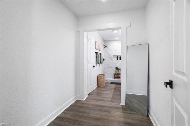9 W Bayberry Ct, Hampton, VA 23669 - corridor featuring baseboards and dark wood finished floors