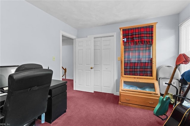 office area with dark carpet